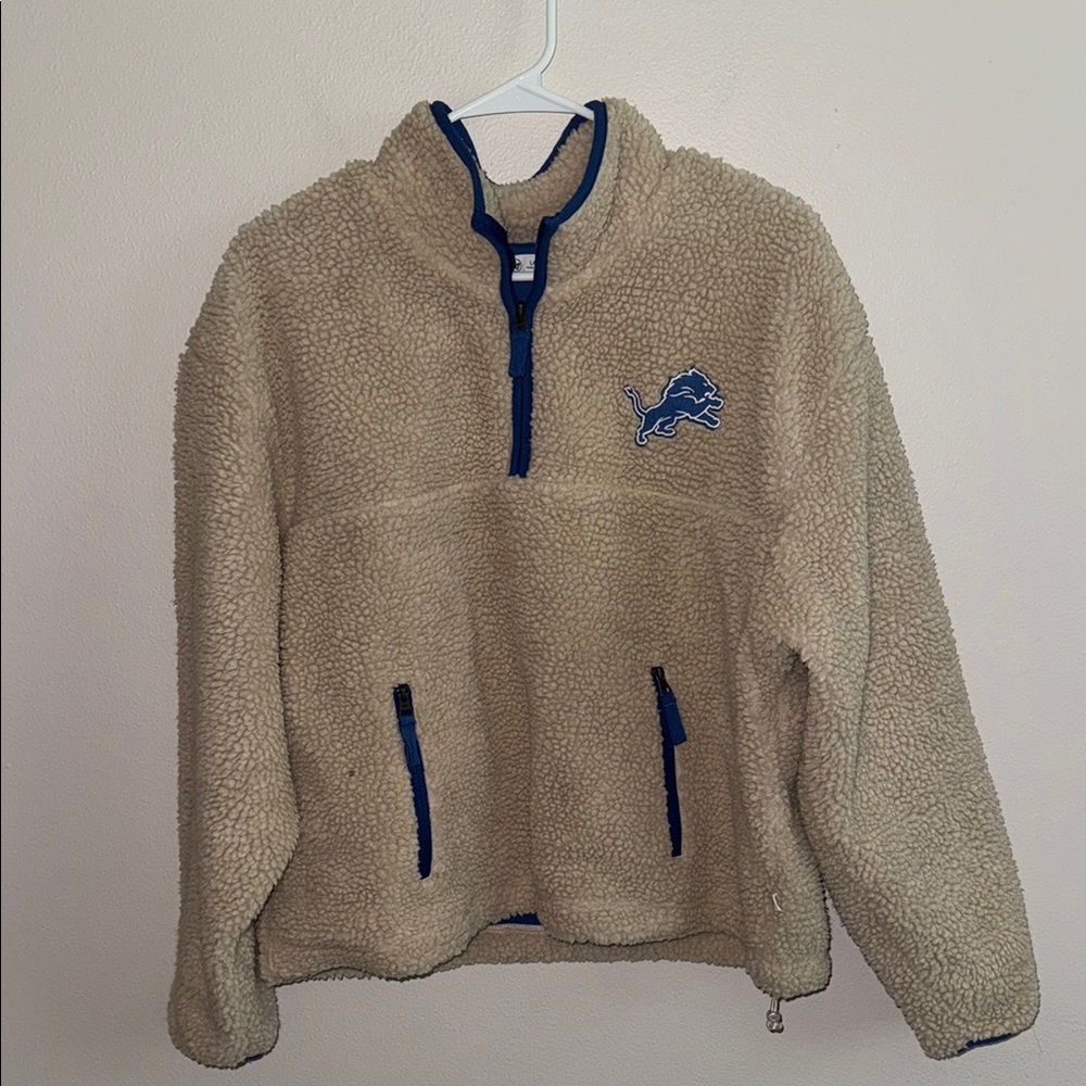 '47 Brand Detroit Lions Sherpa Quarter Zip Womens large warm jacket NFL football